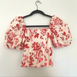 Banana Republic puff sleeve floral top NWOT